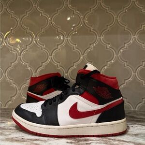 Nike Red and White High-Top Sneakers